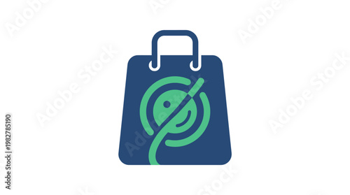 Icon of a Shopping Bag with a Seedling for Eco-Friendly Shopping and Sustainable Living