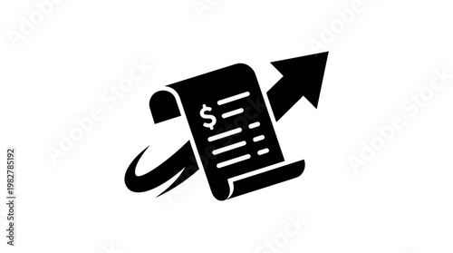 Vector Icon of Financial Document with Arrow and Dollar Sign for Business and Finance Concepts