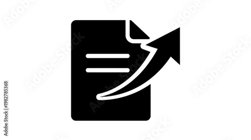 Vector Icon of Economic Growth and Business Success with Upward Arrow and Document Illustration