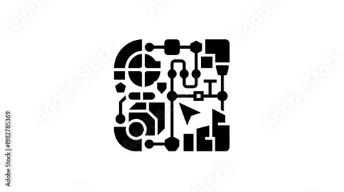 Vector Icon of a Circuit Board Electronics System for Technology Development