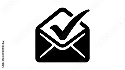 Vector Icon of Checkmark in Mail Envelope for Digital Communication and Email Apps