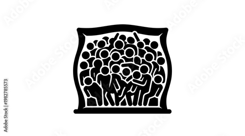 Icon of Diverse Crowd of People in a Gathering - Vector Illustration for Community or Event