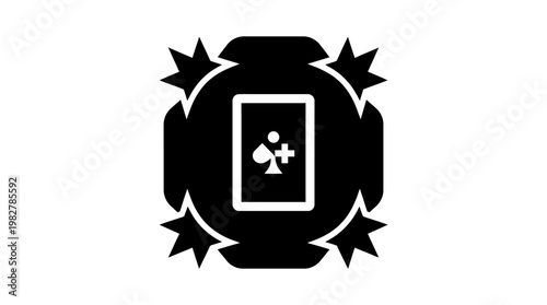 Vector Icon of Mobile Gaming Console with Decorative Elements for Digital Entertainment Apps