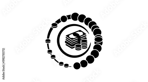 Vector Icon of Banknotes and Coins for Financial and Money Management Topics