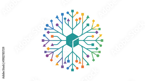 Vector Icon of a Digital Tree Network Concept for Technology and Connectivity