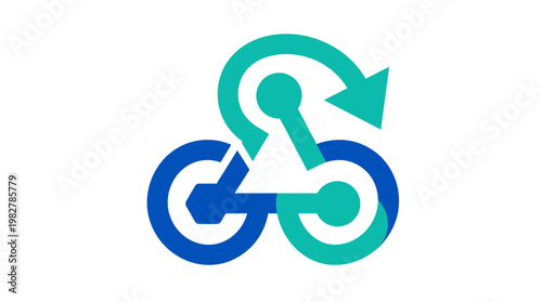 Vector Icon Illustrating Bicycle Sharing System with Connected Bikes and Routes