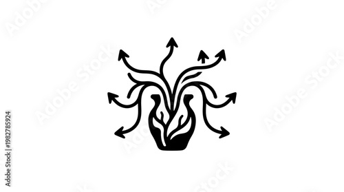 Icon of Brain with Streaming Neural Connections for Technology and Innovation Concept