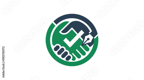 Icon of Handshake for Partnership Agreement in Flat Style Vector Illustration