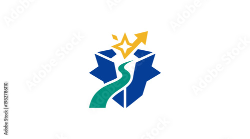 Vector Icon of a Creative Award Trophy with Star and Arrows for Recognition or Achievement
