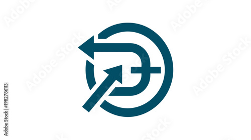 Icon of Circular Arrow Integration in Vector Style for Technology and Data Concepts