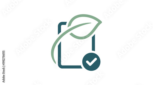 Icon of Eco-Friendly Leaf with Checkmark for Sustainability and Environment Conservation