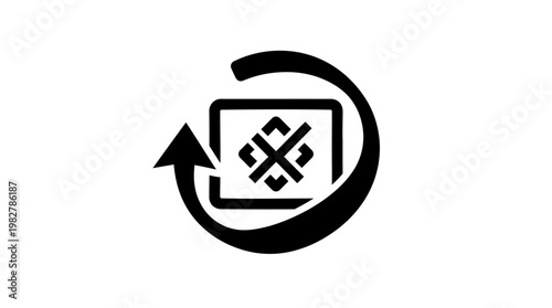 Icon of Refresh or Reload Symbol, Circular Arrow with Screen, Vector Icon for Technology or Software Applications