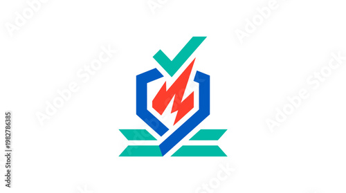 Icon of A Hand Holding a Checkmark and Shield for Security and Protection