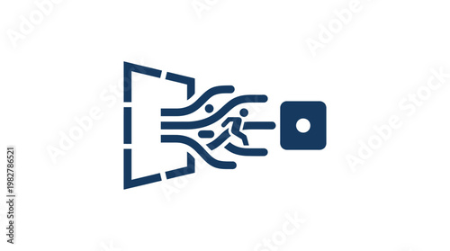 Icon of Digital Data Transfer Inside Computer Port, Connectivity and Technology Concept