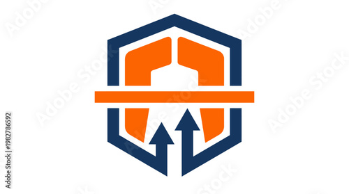 Icon of Secure Data Shield with Arrows Representing Protection and Technology