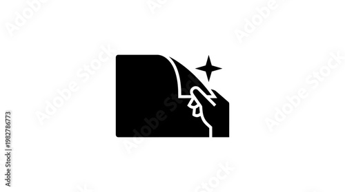 Icon Of Hand Holding Magic Wand With Sparkles On Black Background, Vector Icon For Magic And Fantasy Themes