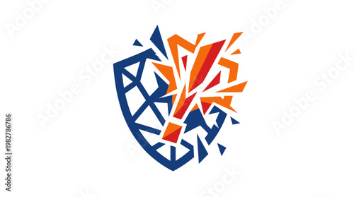 Vector Icon of Fractured Globe with Earthquake Effects, Global Disaster Concept, Modern Flat Style