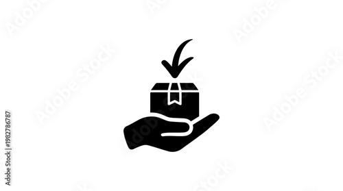 Icon Of Hand Holding Gift Box For Celebration And Giving In Modern Style