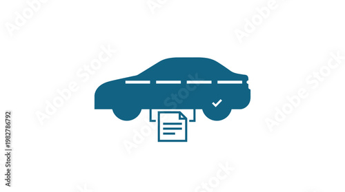 Icon of Self-Driving Car with Documents representing Autonomous Vehicle Technology