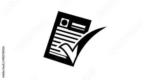 Vector Icon of a Document with Checkmark for Task Completion or Approval