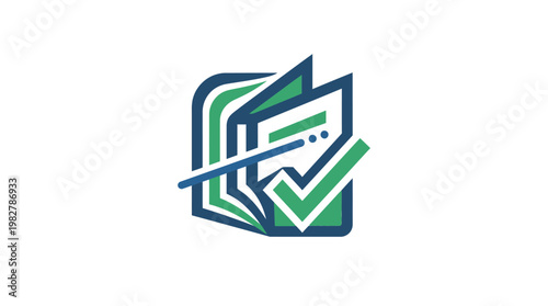 Icon of Data Verification and Checkmark in Digital Security Style for Technology and Business Context