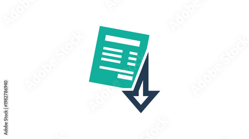 Icon of Download Document Vector Illustration for Data Transfer and File Access