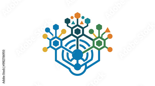 Icon of a Science and Technology Brain Network in a Vector Style