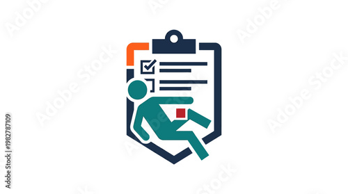Icon of Person Filling Out Checklist on Clipboard for Task Management and Organization