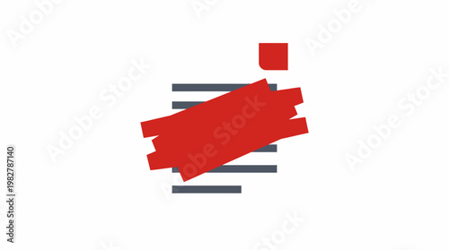 Icon of Red Stamp and Paper Documents for Official Verification or Approval