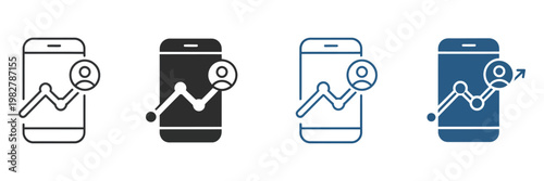 Follower growth icon set, clean minimalist icons representing follower increase, user acquisition, and engagement growth trends with graph arrows and profile symbols