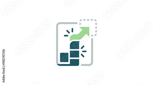 Icon of Mobile Phone with Growing Chart and Upward Arrow for Business Analytics and Growth