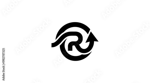 Icon of a Circular Arrow with a Person in Motion for Sustainability and Recycling Concepts