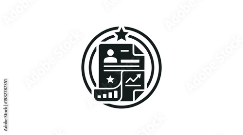 Icon of a Professional Resume or Curriculum Vitae in Vector Style for Job Applications