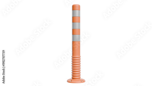 Orange Traffic Delineator Post on Black Background