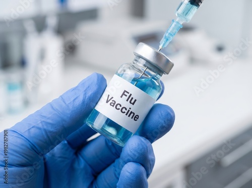 Close-up of flu vaccine immunization procedures in facilities