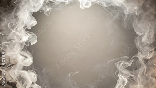 Soft Smoke Forming Circular Frame on Neutral Background – Abstract Elegant Design