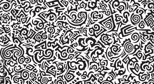 Black and white abstract swirling pattern design