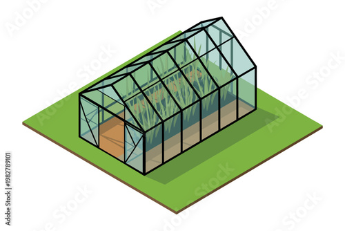 Greenhouse protects young crops from harsh weather conditions daily.