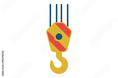 Crane hook hangs suspended in a classic industrial construction.