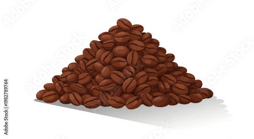 Pile of Roasted Coffee Beans on White Background