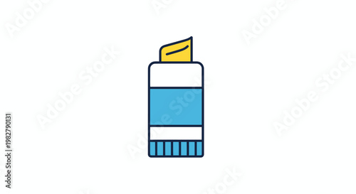 Blue highlighter pen with yellow tip on white background, flat design icon