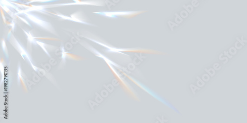 Prism light shadow blurred overlay effect, party disco ball reflections background. Vector abstract bg with light reflection patterns off a discoball. Rainbow hologram sparkling flare, leak overlay