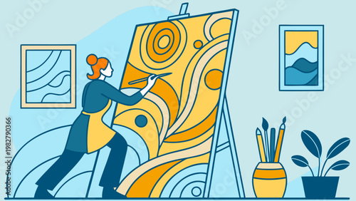 Abstract Female Artist Canvas Vector
