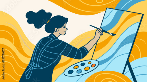 Abstract Female Artist Canvas Vector