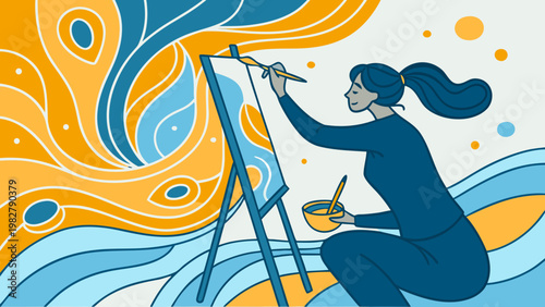 Abstract Female Artist Canvas Vector