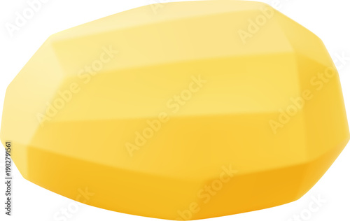 Realistic raw peeled potato vegetable with smooth, golden yellow surface emphasizes freshness and readiness for cooking. Isolated 3d vector whole tuber, culinary ingredient, healthy food, farm produce
