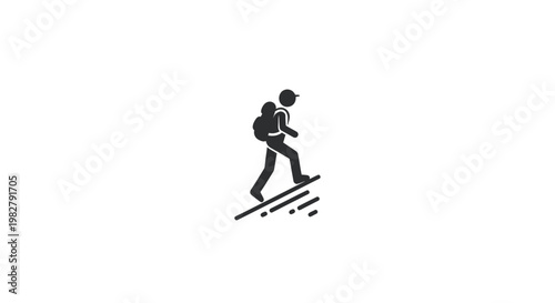 Hiker Climbing Hill Icon