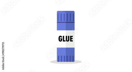 Blue Glue Stick with GLUE Label Isolated on White Background, Office Supply