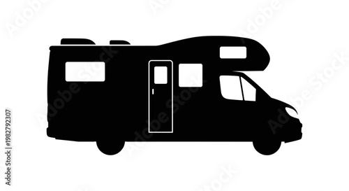 Black Motorhome Silhouette Vehicle.