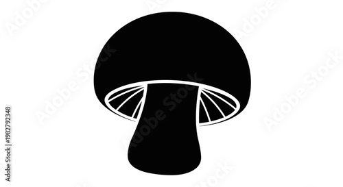 Black Mushroom Icon Illustration.
